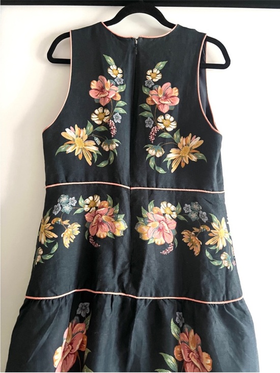 FARM Rio Dresses & Skirts - FARM Rio Maira Floral Dark Blue Linen Midi Dress Size Large NWT